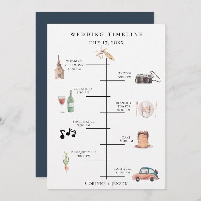 Rustic Watercolor Wedding Timeline Program | Zazzle.com -   11 wedding Day timeline ideas