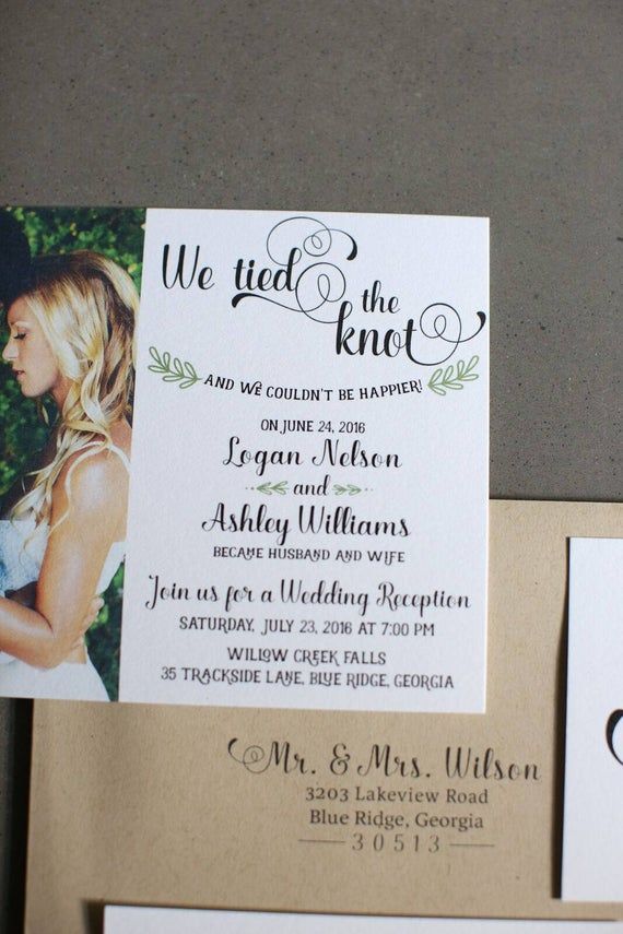 Wedding Reception invitation, We tied the Knot! Elopement Announcement -   11 wedding Destination ohio ideas