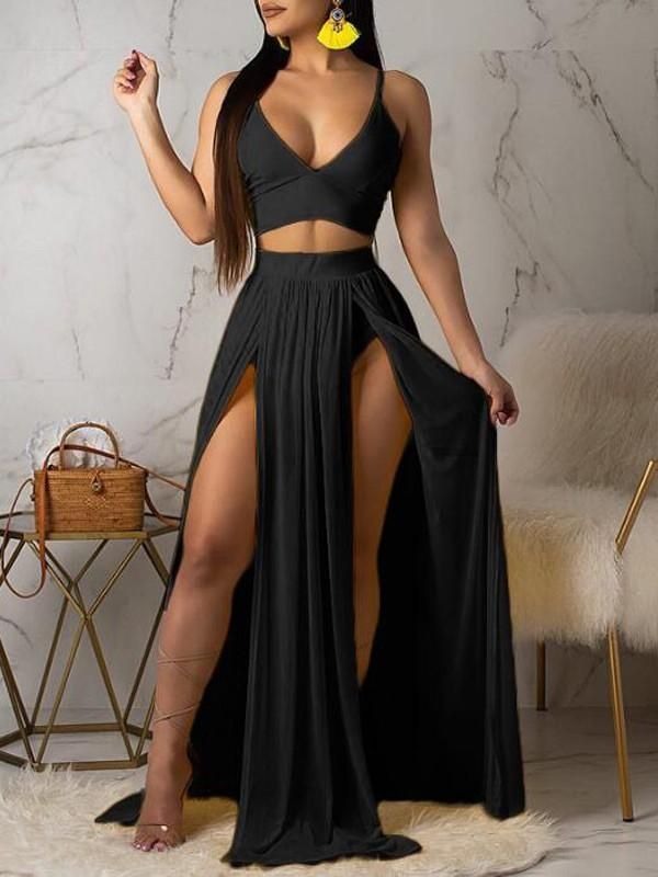 2019 Irregular Deep V-neck Double Slit Backless Sheer Bohemian Flowy Maxi Dress -   13 dress Formal flowy ideas