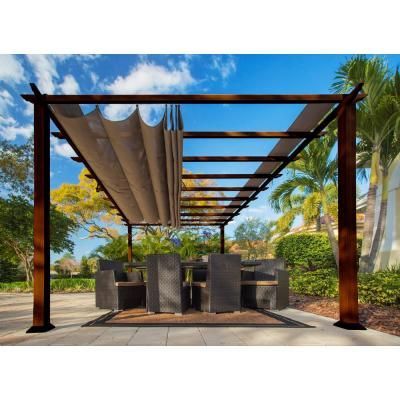 Paragon Outdoor Paragon 11 ft. x 16 ft. Aluminum Pergola With the Look of Chilean Wood with Cocoa Canopy, Browns / Tans -   13 garden design Pergola canopies ideas