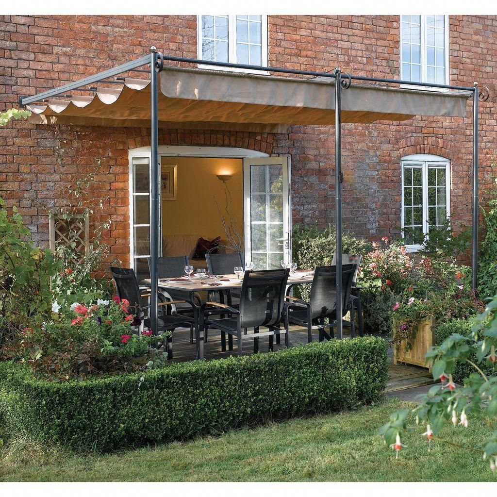 English Garden Steel Wall-mount Retractable Canopy -   13 garden design Pergola canopies ideas