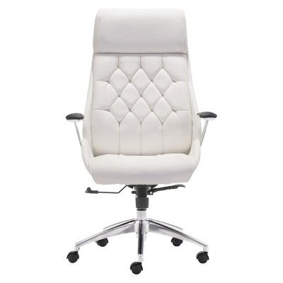 Modern Tufted Adjustable Office Chair - White - ZM Home -   13 home accessories Logo offices ideas