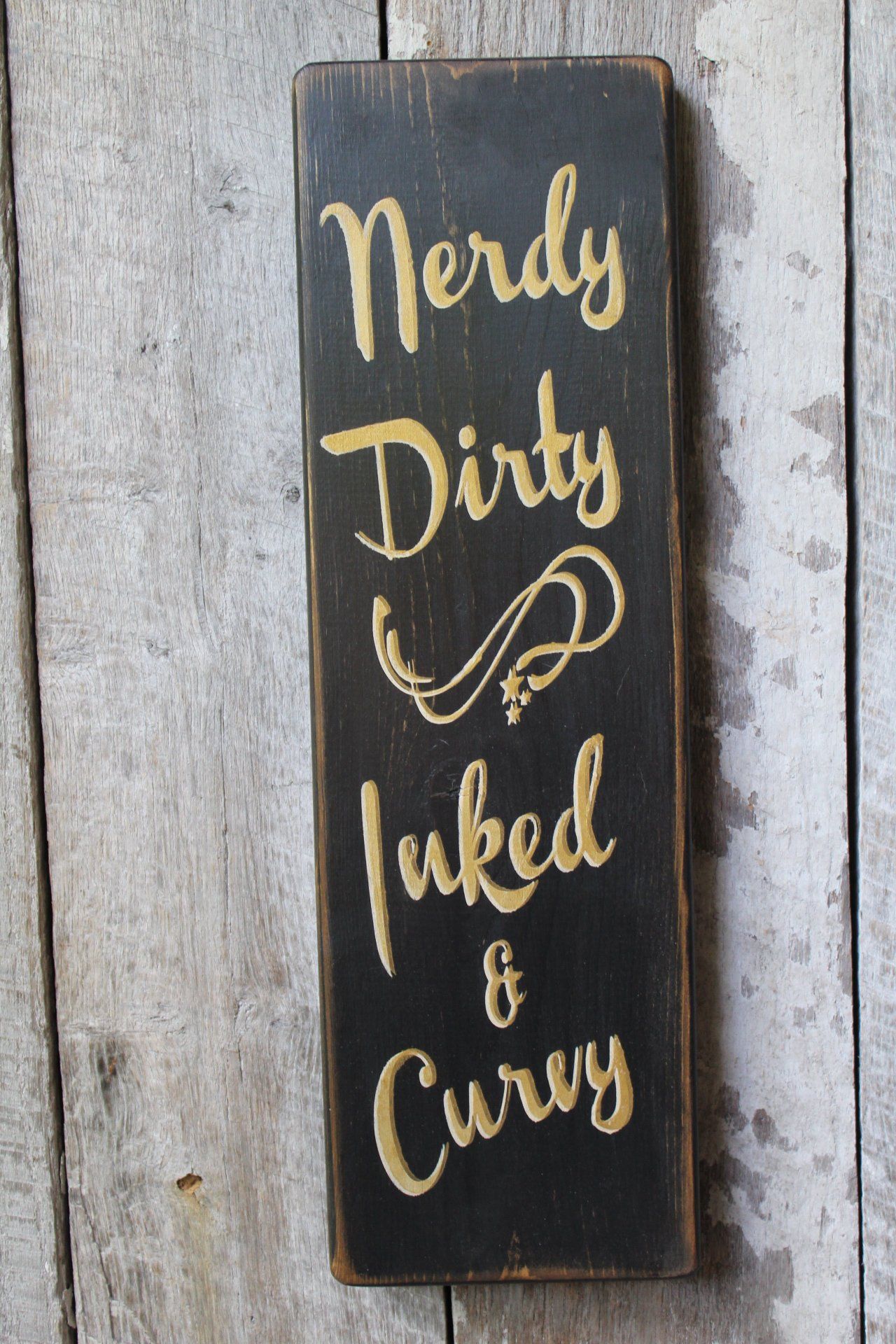 Nerdy Dirty Inked & Curvey Wood Sign Boho Decor Hippie Decor Tattoo Lover Gift babe cave Nerd Gift 420 Girls Party Room Decor Bar Decor -   13 room decor Hippie nature ideas