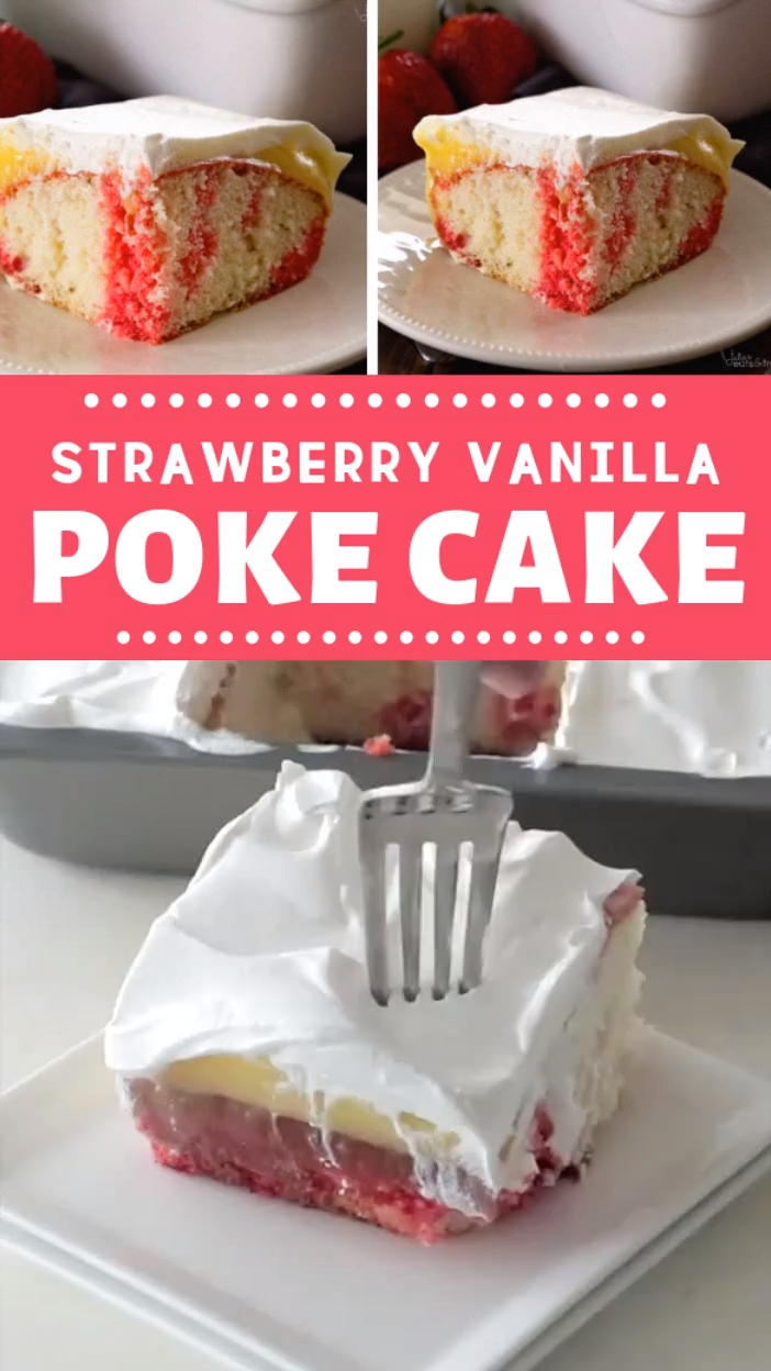 Strawberry Vanilla Poke Cake -   14 cake Strawberry cool whip ideas