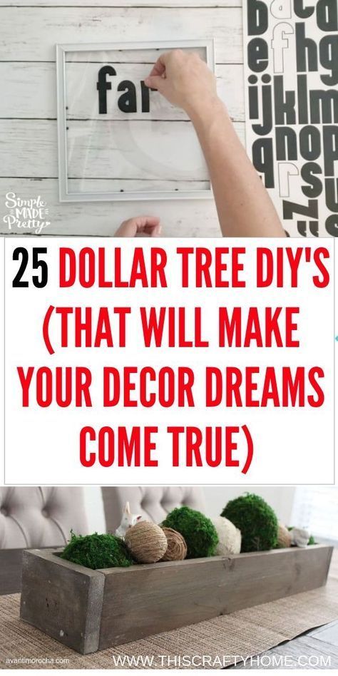 25 DIY Dollar Tree Crafts (That will totally fulfill your farmhouse decor dreams) -   14 diy projects Dollar Store home decor ideas