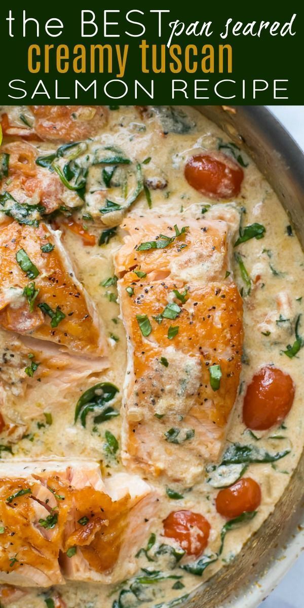 The BEST Pan Seared Creamy Tuscan Salmon -   14 healthy recipes Dinner seafood ideas