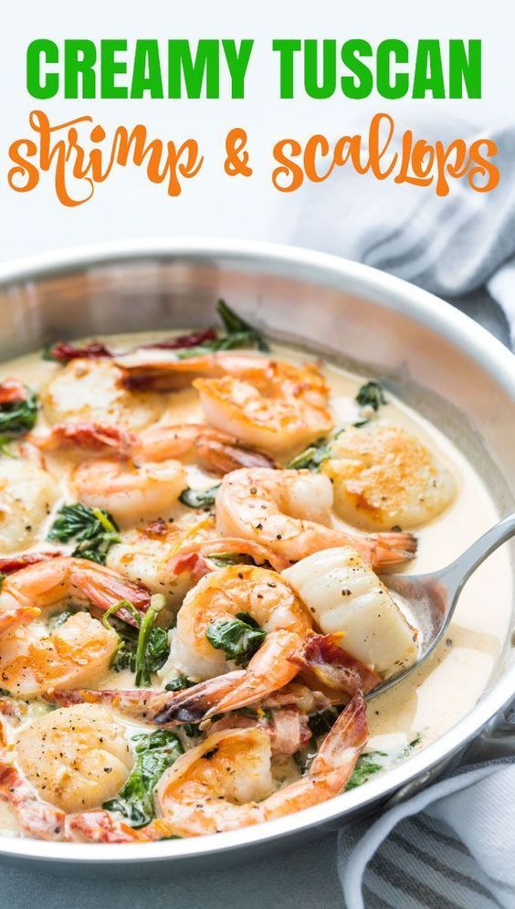 Creamy Tuscan Shrimp and Scallops -   14 healthy recipes Dinner seafood ideas