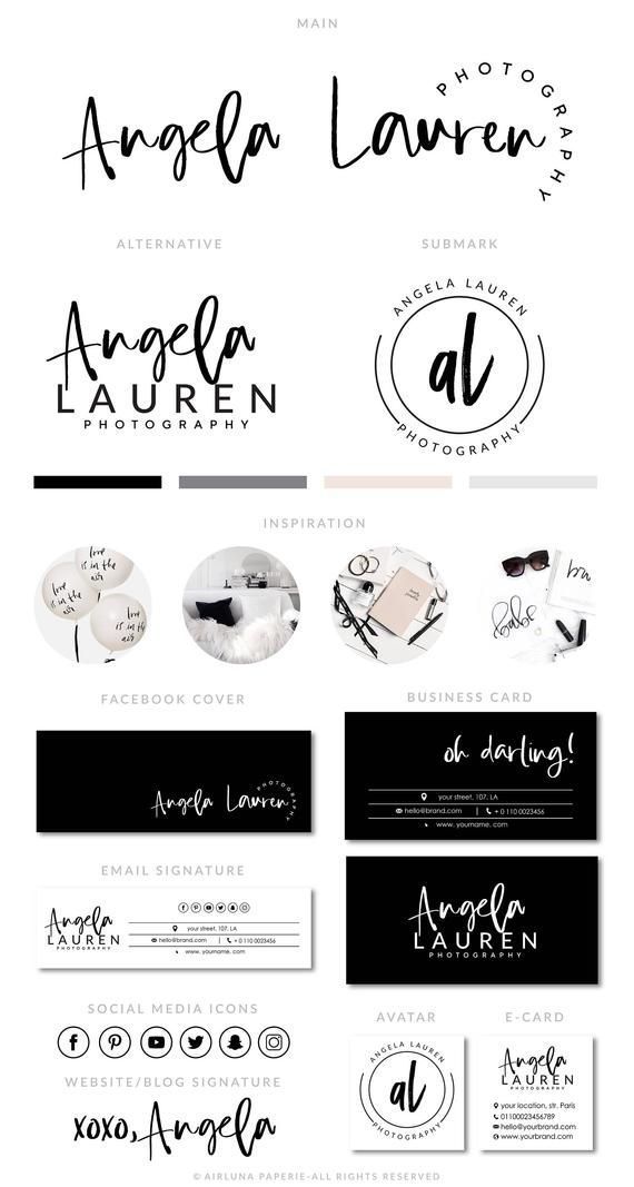 Blogger Branding Kit, Photography Logo, Premade calligraphy Logo Design, Salon Logo, Watermark, Logo Design Blog, Makeup Logo, Fashion Logo -   14 wedding Photography logo ideas