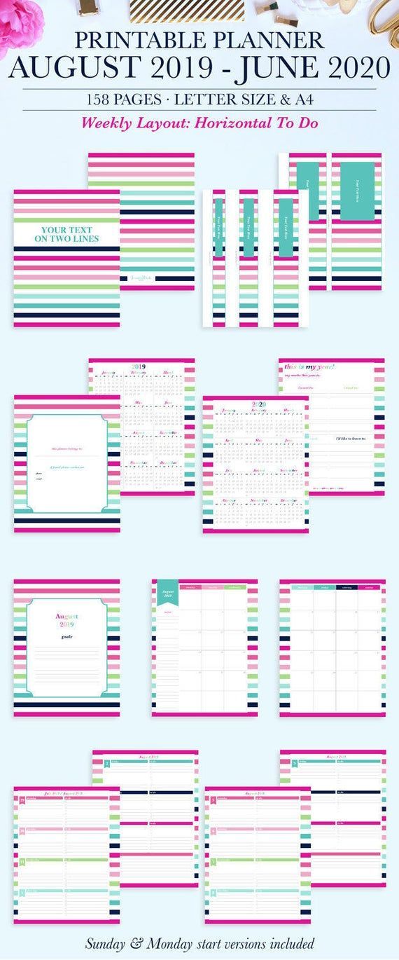 2019-2020 Planner Printable, Monthly Planner, Weekly Agenda Printable, Day Planner 2019-2020,Academi -   14 weekly fitness Planner ideas