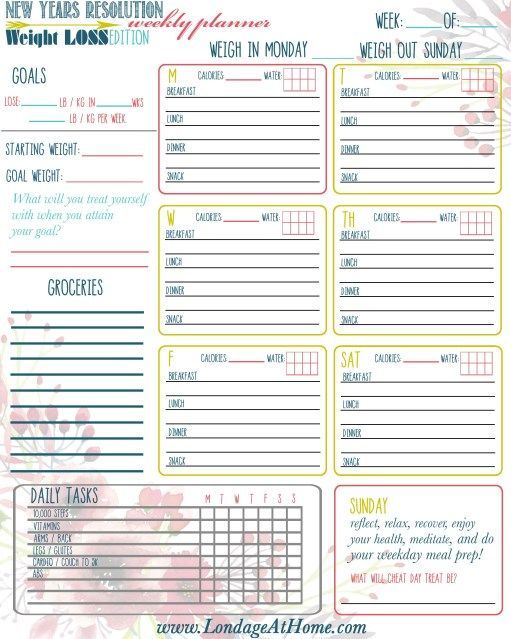 Free Printable Weekly Planner for Weight Loss, spring / summer body ready, go! -   14 weekly fitness Planner ideas