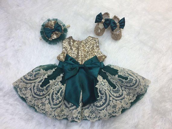 Gold and emerald green baby dress -   15 dress Green and gold ideas