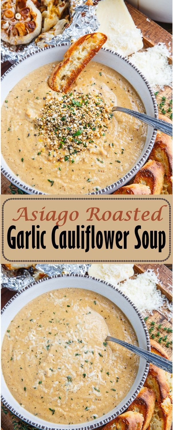 Asiago Roasted Garlic Cauliflower Soup -   15 healthy recipes Soup grilled cheeses ideas