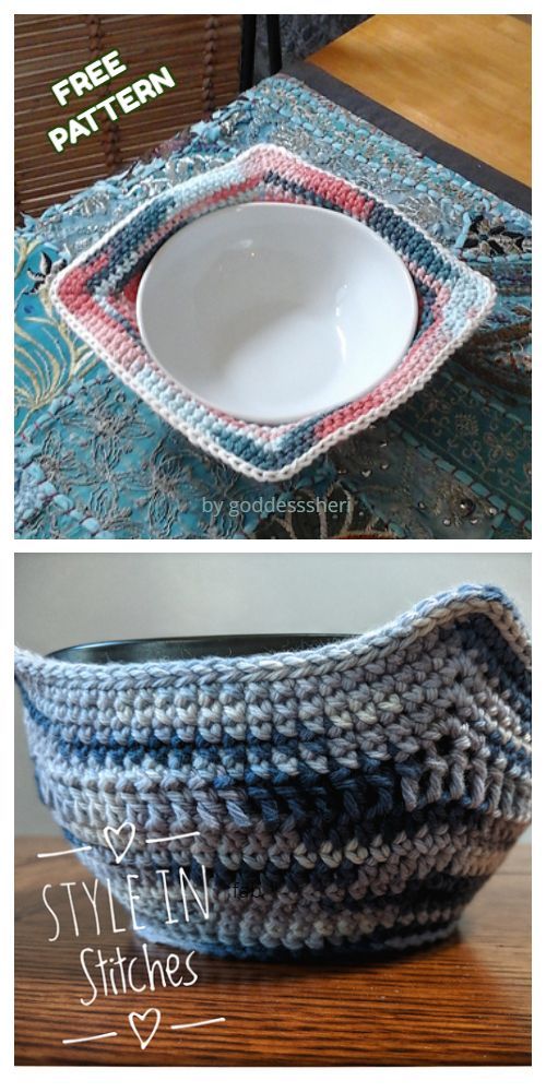 Bowl Cozy Hot Pad Free Crochet Patterns - DIY Magazine -   15 knitting and crochet Free Patterns hot pads ideas