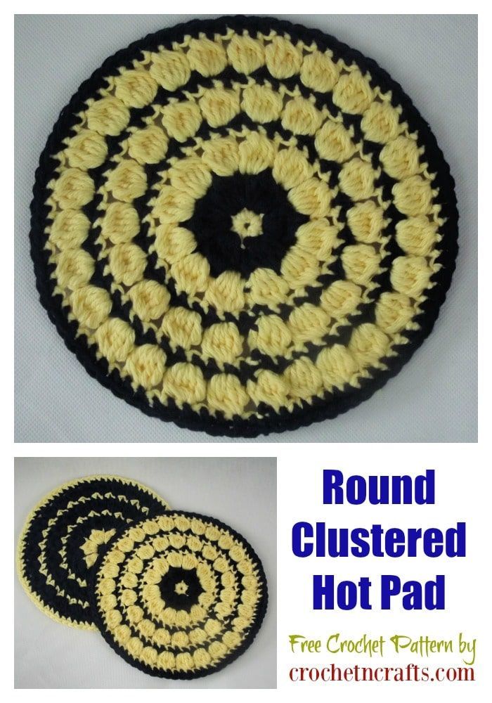 Round Clustered Hot Pad Crochet Pattern by CrochetNCrafts -   15 knitting and crochet Free Patterns hot pads ideas