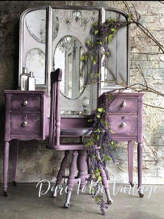 Vintage Vanity - Shabby Chic Vanity - Vintage Makeup Vanity - Dressing Table - Purple - Painted Vanity - Rustic Elegance by DareToBeVintage -   15 vintage makeup Vanity ideas