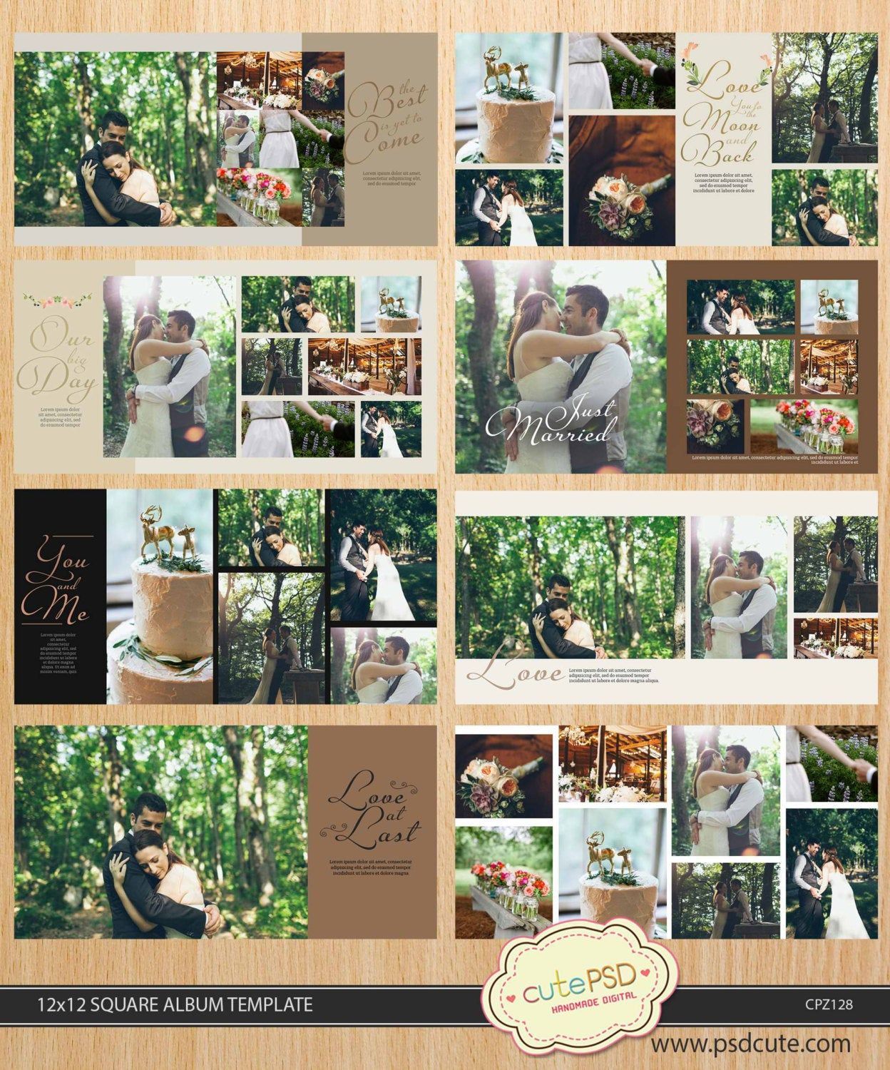Wedding Album Template, Wreath White Wedding Album Template 12x12 10x10 8x8-24 pages - CPZ128 -   15 wedding Photos album ideas