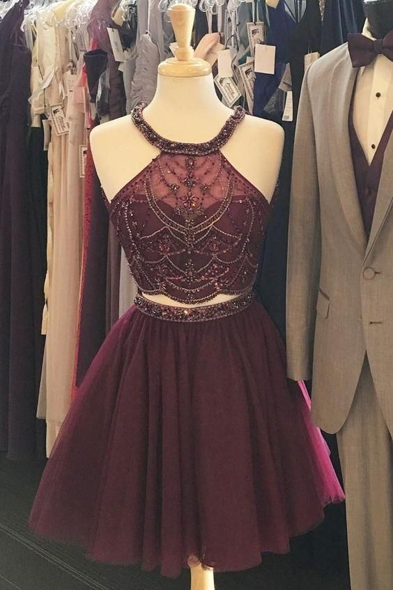 Two Pieces Beaded Homecoming dress Short Prom Dress 8th Graduation Dress Custom-made School Dance Dress -   16 homecoming dress Classy ideas