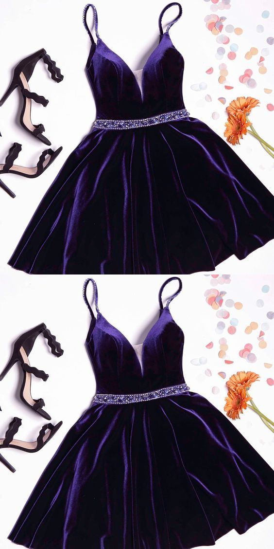 A-line Homecoming Dresses,Purple Homecoming Dresses,Velvet Crystal Short Homecoming Dress,Cheap Homecoming Dress,Short Homecoming Dress -   16 homecoming dress Classy ideas