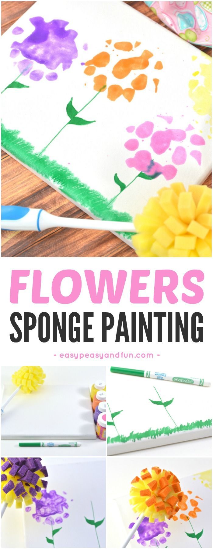 Spring Flowers Sponge Painting -   16 plants Painting preschool ideas