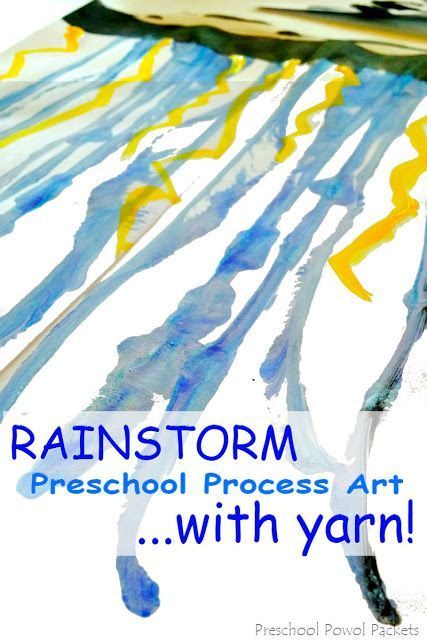 Rainstorm Yarn Painting Preschool Process Art -   16 plants Painting preschool ideas