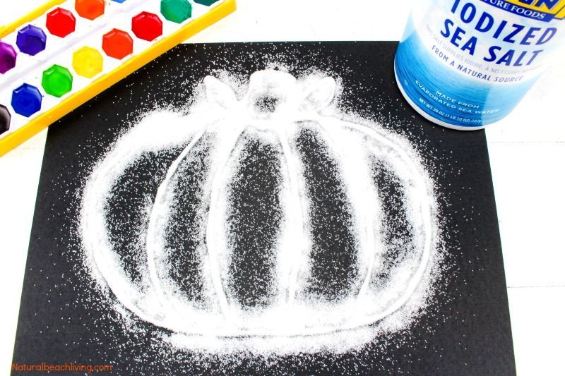 How to Make Halloween Pumpkin Salt Painting with Kids -   16 plants Painting preschool ideas