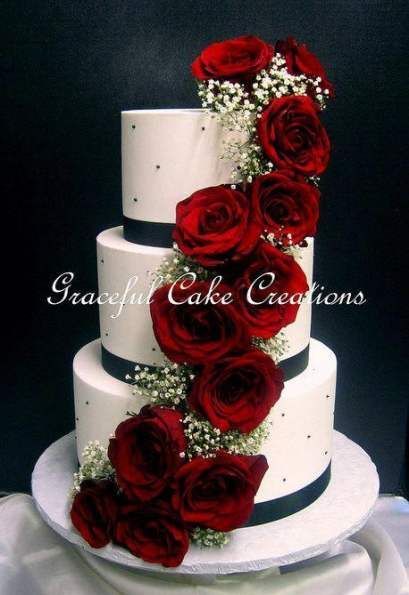 Wedding Cakes Red White Ribbons 42 Ideas -   16 wedding Cakes red ideas