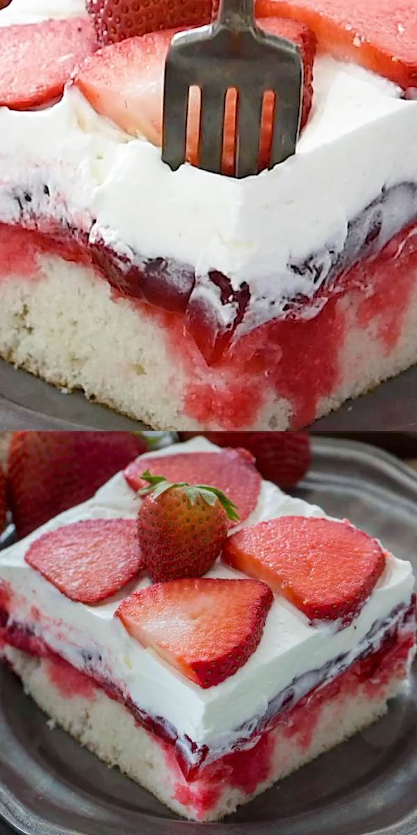 Best Strawberry Poke Cake [VIDEO] - Sweet and Savory Meals -   17 cake Strawberry drinks ideas