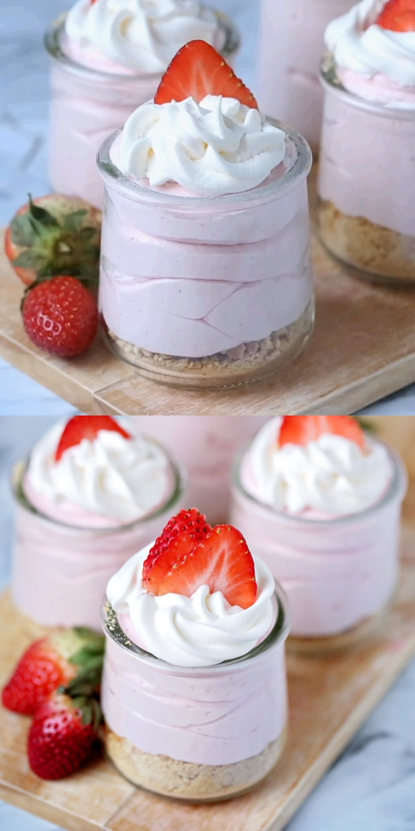 No Bake Strawberry Cheesecakes -   17 desserts Simple recipes ideas