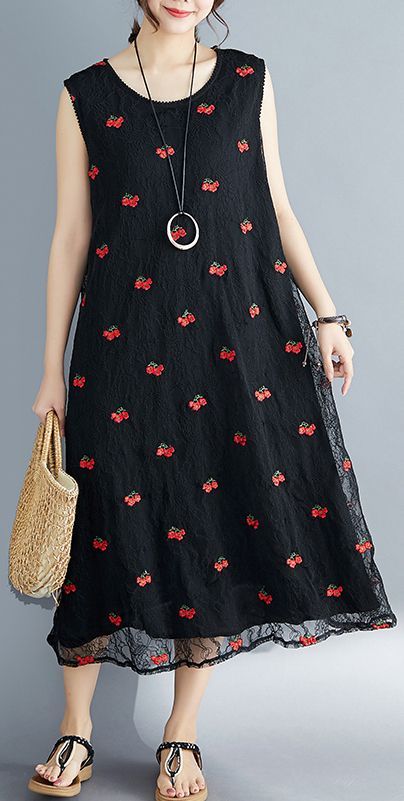 Elegant embroidery lace clothes Sleeve black Dress summer sleeveless -   17 dress Summer elegant ideas
