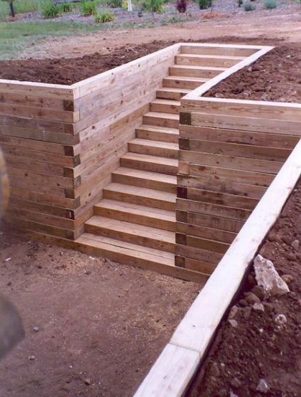 56+ ideas wooden stairs garden retaining walls -   17 garden design Wall stairs ideas