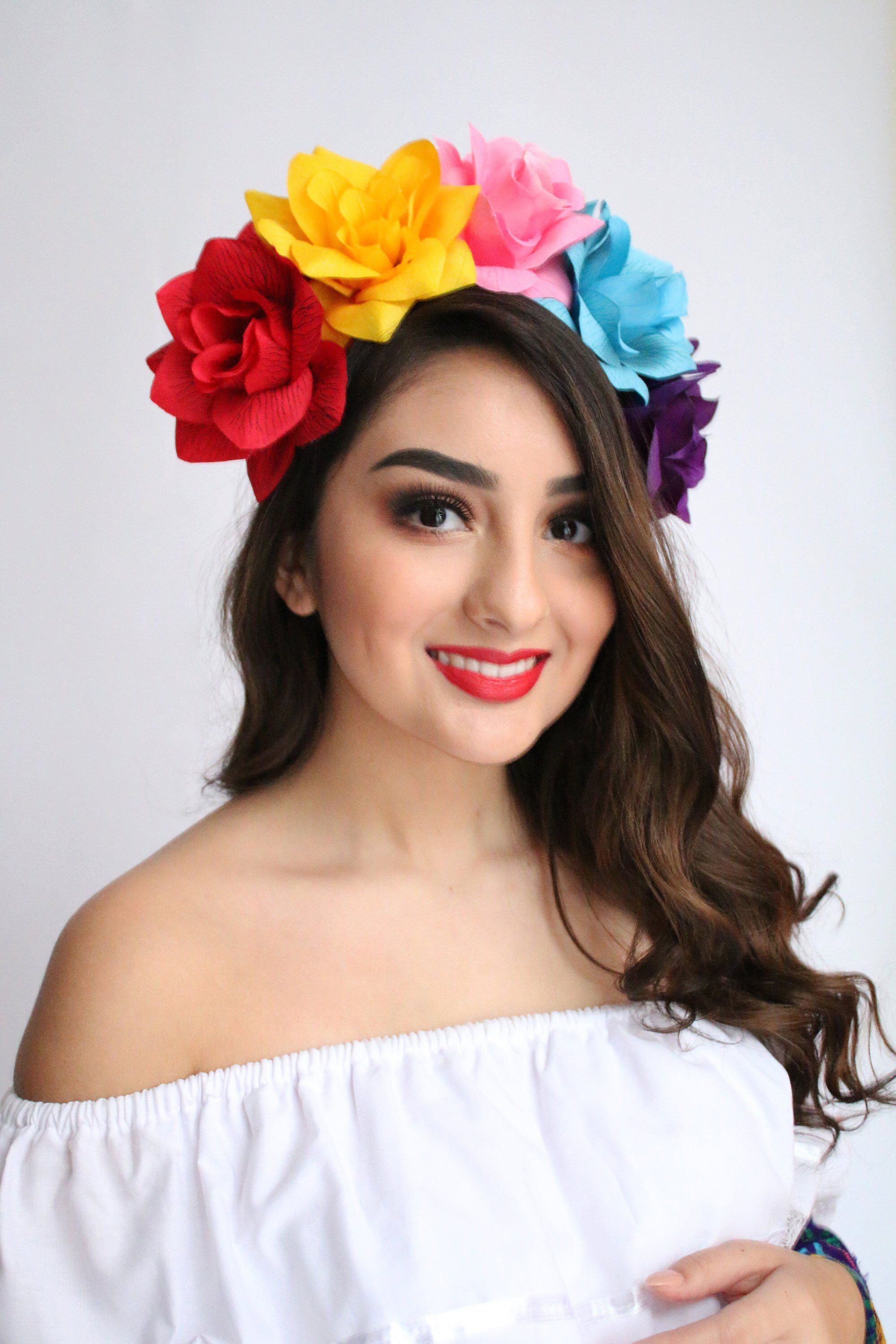 Colorful Flower Crown Cinco de Mayo Costume Child Mexican Headpiece Girls Flower Coco Birthday Party Frida Kahlo Sugar Skull Toddler Spaish -   17 hairstyles Party birthday ideas