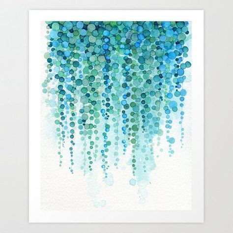 Succulent Plant Watercolor Painting - String of Pearls Plant - Botanical Decor - Botanical Print - Succulent Plant Art Print - Abstract Art -   17 plants Art decor ideas