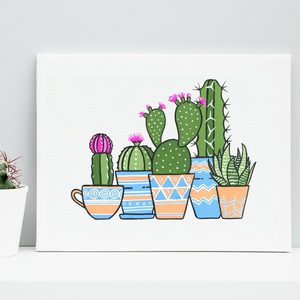 Little Desert Potted Plant Gang | Signed Art Print | Boelter Design Co -   17 plants Art decor ideas