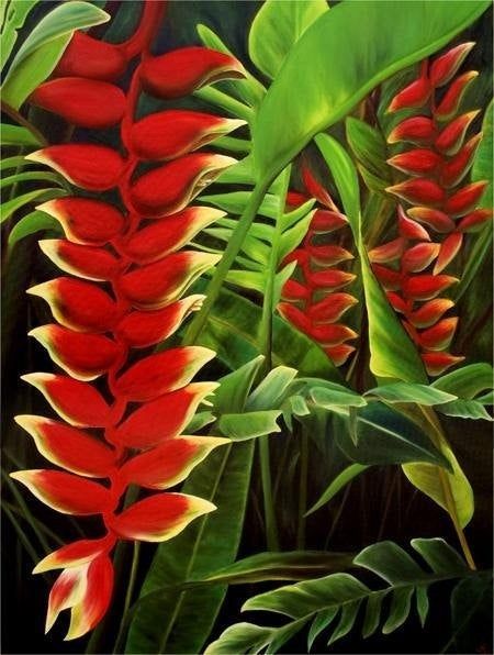 Heliconia Rostrata Limited Edition Giclee -   17 tropical planting Art ideas