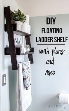 DIY Floating Ladder Shelf - with Plans -   18 diy projects House floating shelves ideas