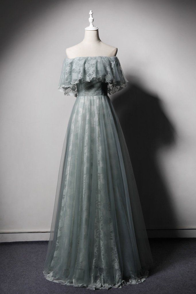 Green Lace Strapless Long A Line Senior Prom Dress, Evening Dress -   18 dress Blue green ideas