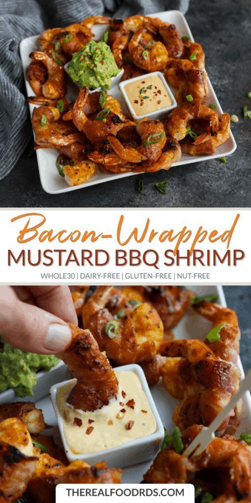 Bacon-Wrapped Mustard BBQ Shrimp -   18 healthy recipes Wraps appetizers ideas