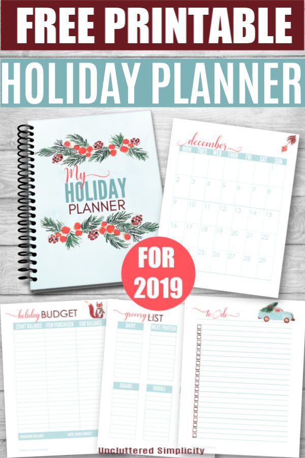Free Printable Holiday Planner For 2019 -   18 holiday Happy free printable ideas