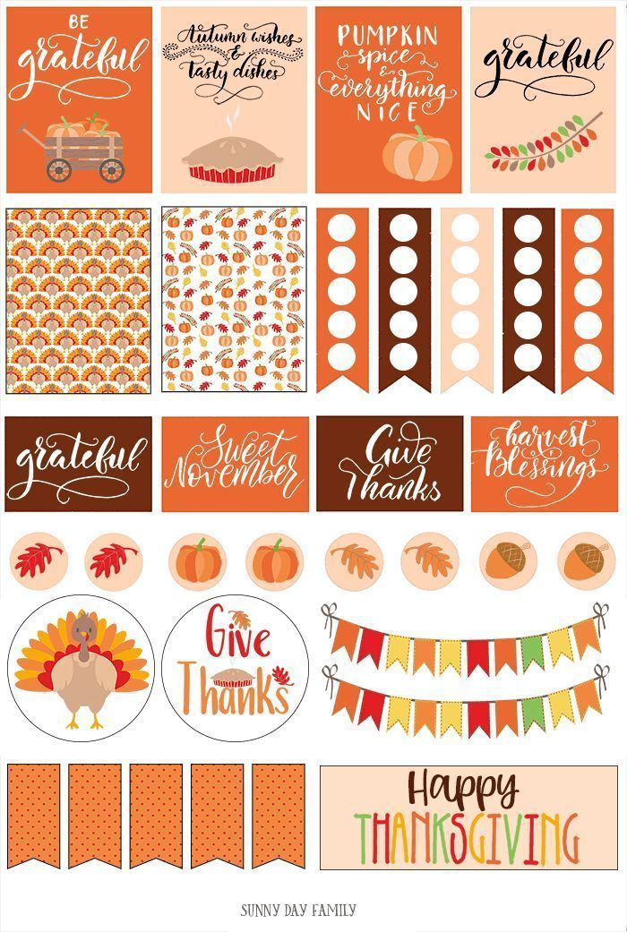 Free Printable Thanksgiving Planner Stickers (Fits Happy Planner and More) -   18 holiday Happy free printable ideas