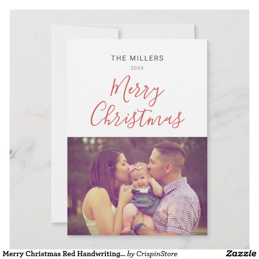 Merry Christmas Red Handwriting Text Simple Photo Holiday Card | Zazzle.com -   18 holiday Text simple ideas