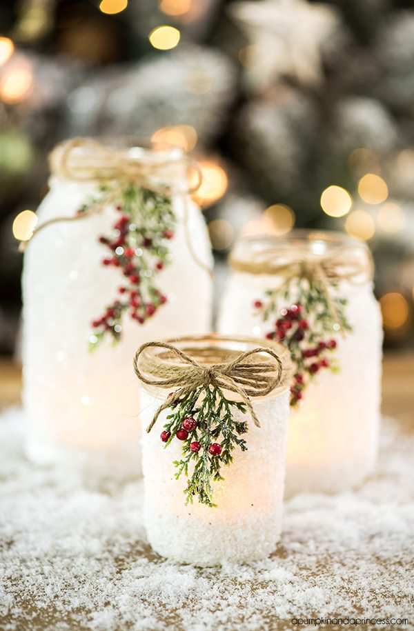 DIY Snowy Mason Jars -   19 diy projects Wedding mason jars ideas