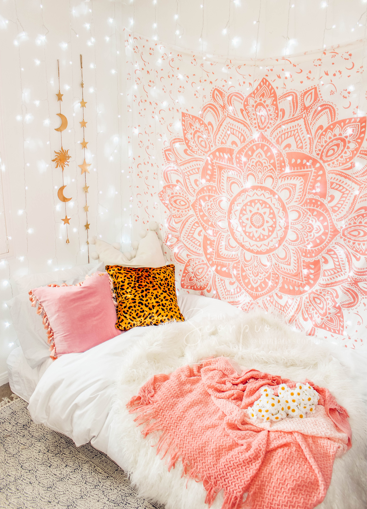 Blush Rose Mandala Tapestry -   19 room decor Colorful wall ideas
