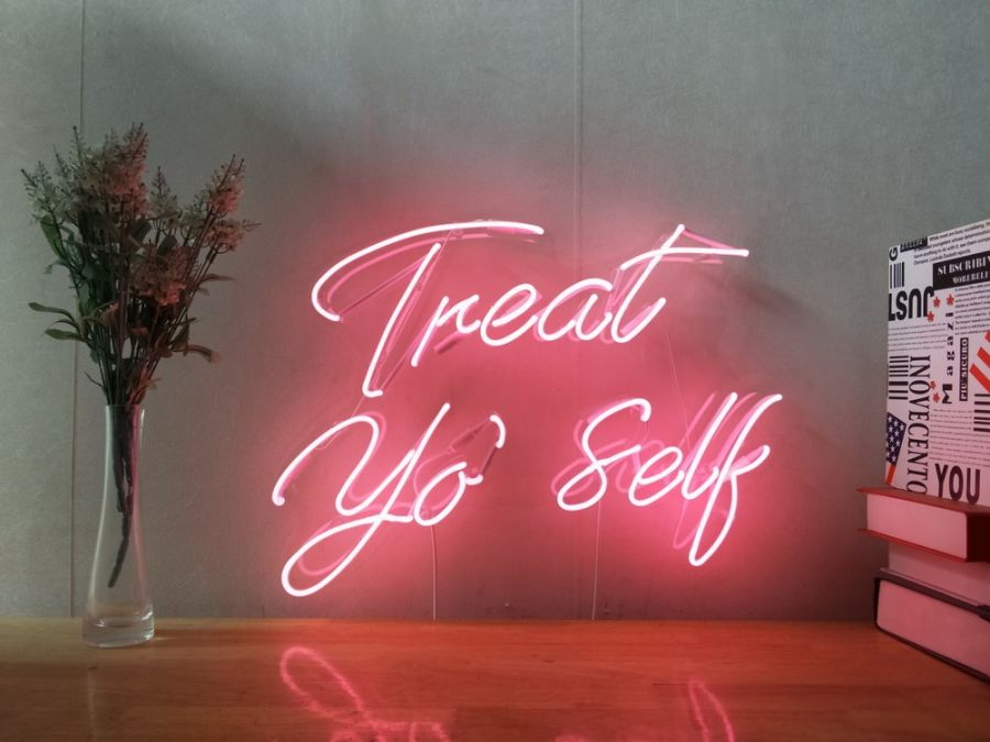 Treat Yo Self Real Glass Neon Sign For Bedroom Garage Bar Man Cave Room Home Decor Handmade Artwork Wall Lighting Includes Dimmer -   19 room decor Colorful wall ideas