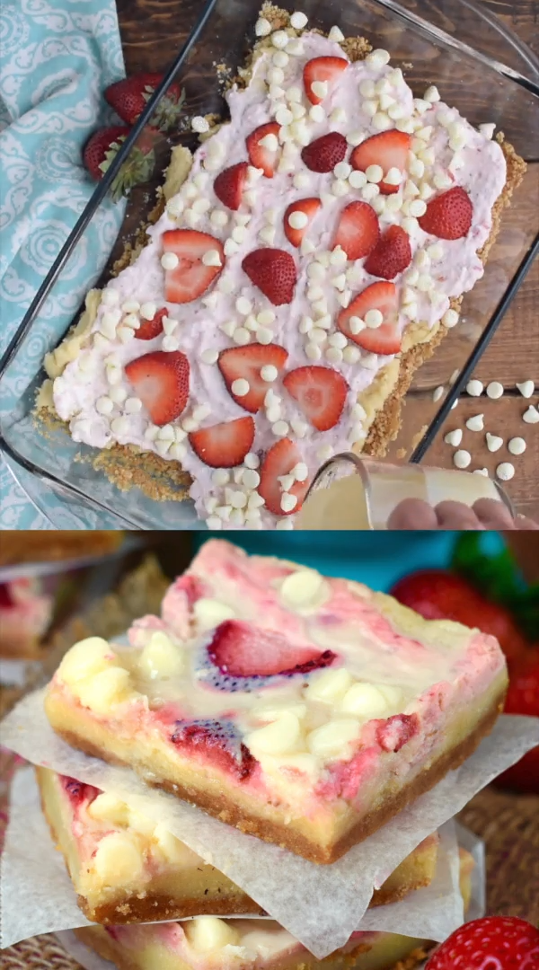 Strawberries and Cream Magic Bars -   24 desserts Bars videos ideas