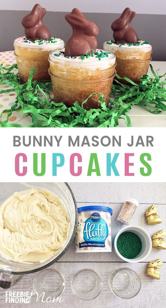 Bunny Cupcake in a Mason Jar Recipe – Fun Easter Cupcake Idea! -   11 desserts Fun mason jars ideas