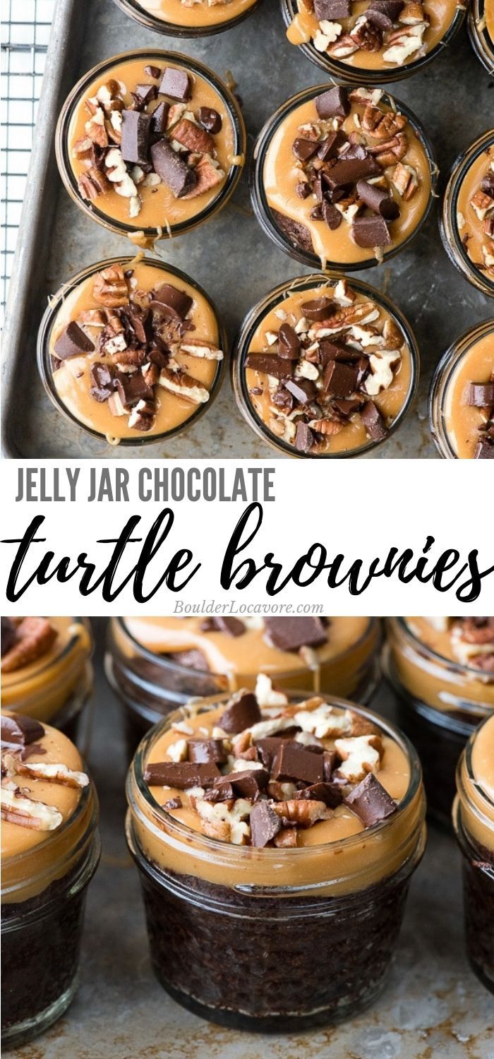 Jelly Jar Chocolate Turtle Brownies -   11 desserts Fun mason jars ideas