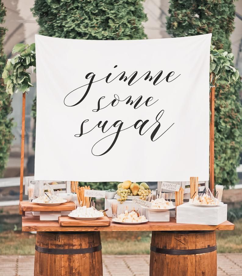 Dessert Table Backdrop, Wedding Table Decor, Gimme Some Sugar, Dessert Bar Sign, Cake Table Backdrop for Reception, Wedding Dessert Sign -   11 princess desserts Table ideas