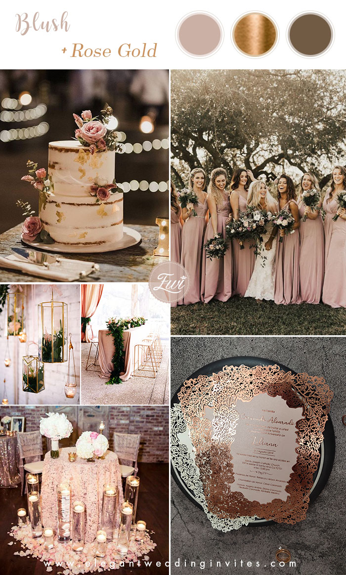 6 Stunning Metallic Wedding Color Palettes with Matching Invitations -   11 wedding Rose Gold palette ideas