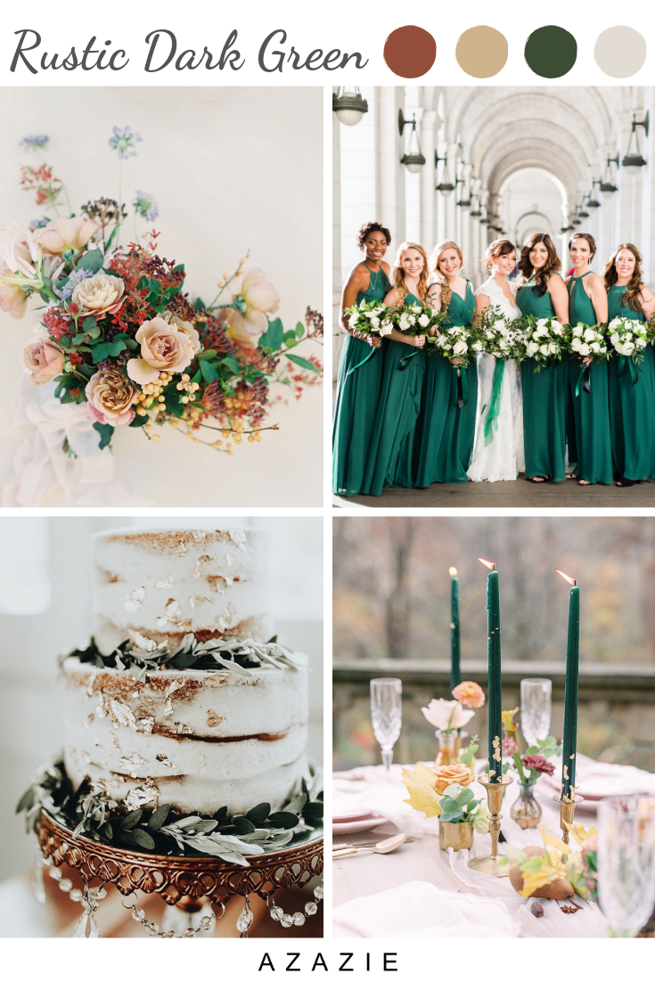 Rustic Dark Green Bridesmaid Dresses -   11 wedding Rose Gold palette ideas