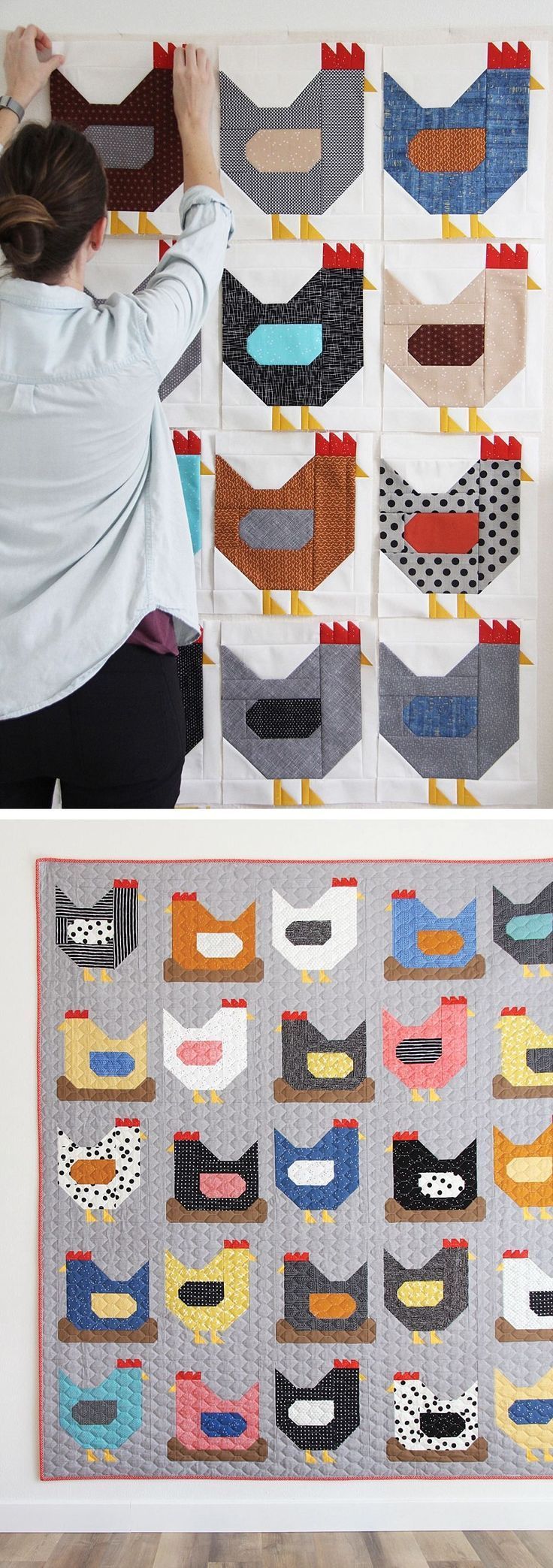 Chickens #185, PDF Pattern -   12 fabric crafts Animals fat quarters ideas